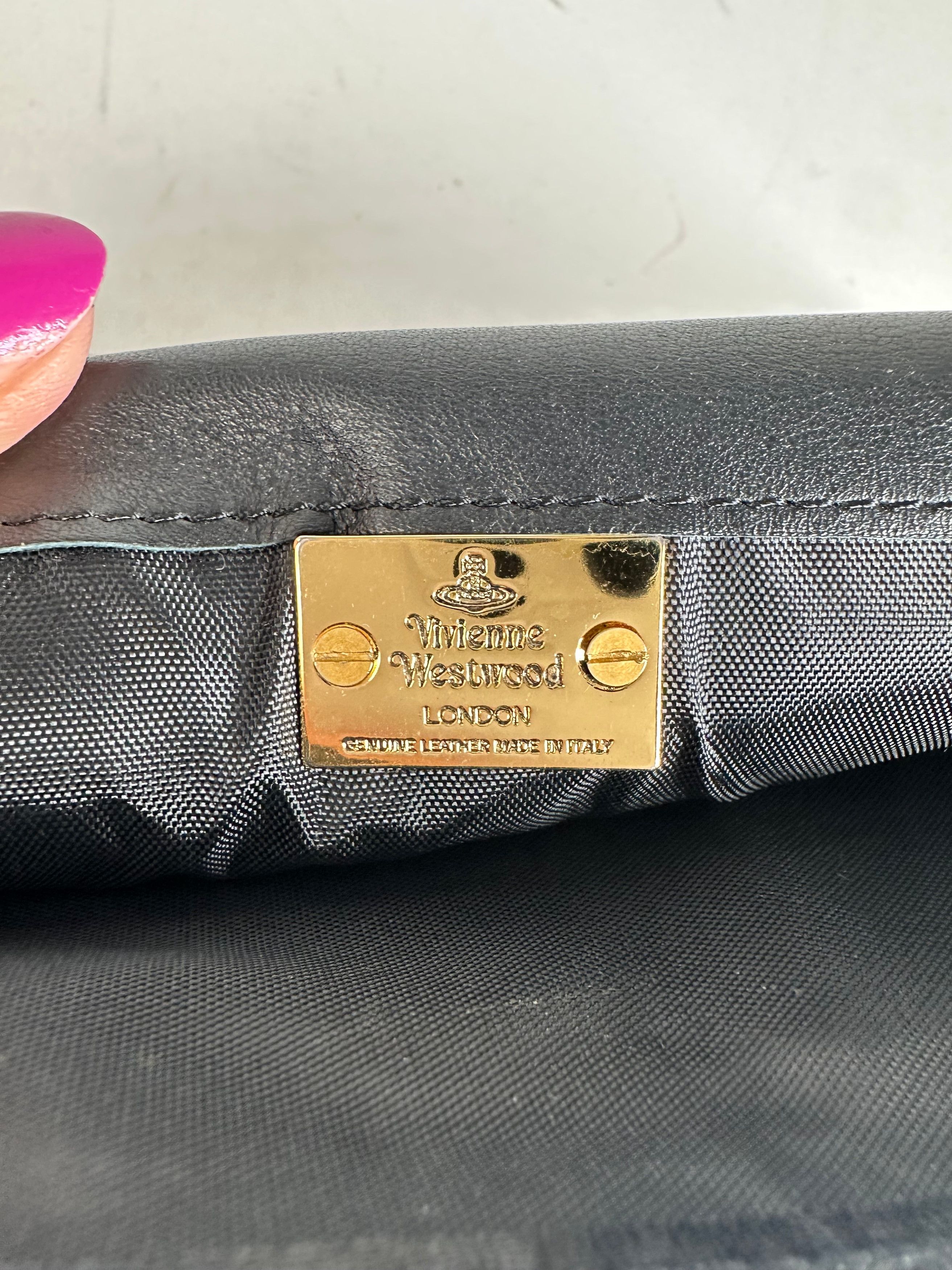 Vivienne Westwood Vintage Orb Long Wallet Black Croc-Embossed Patent Leather Size ONE SIZE - 4 Thumbnail