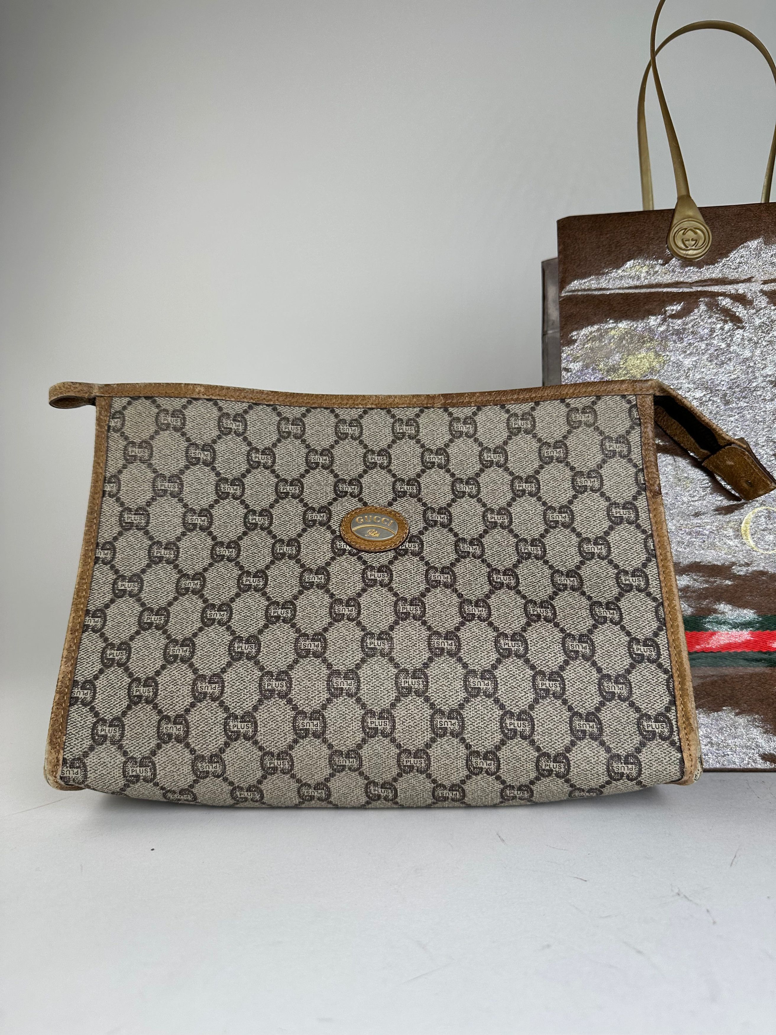 Gucci Vintage GG Plus Canvas Clutch Beige Size ONE SIZE - 8 Thumbnail