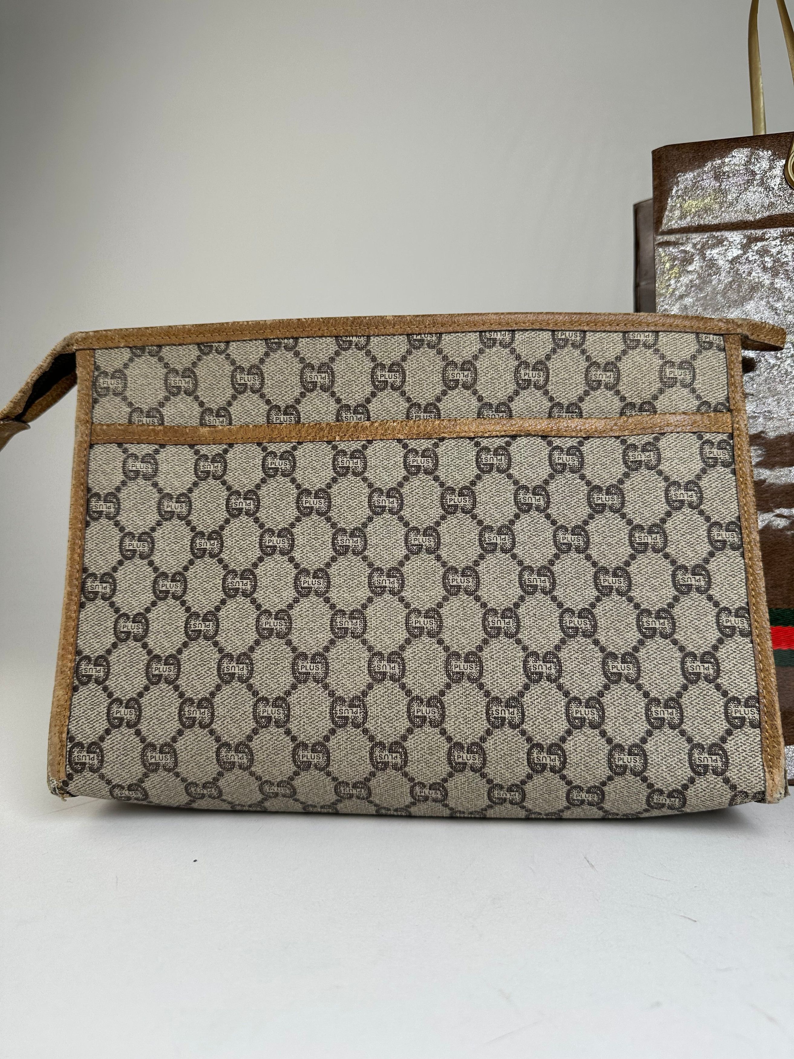 Gucci Vintage GG Plus Canvas Clutch Beige Size ONE SIZE - 9 Thumbnail