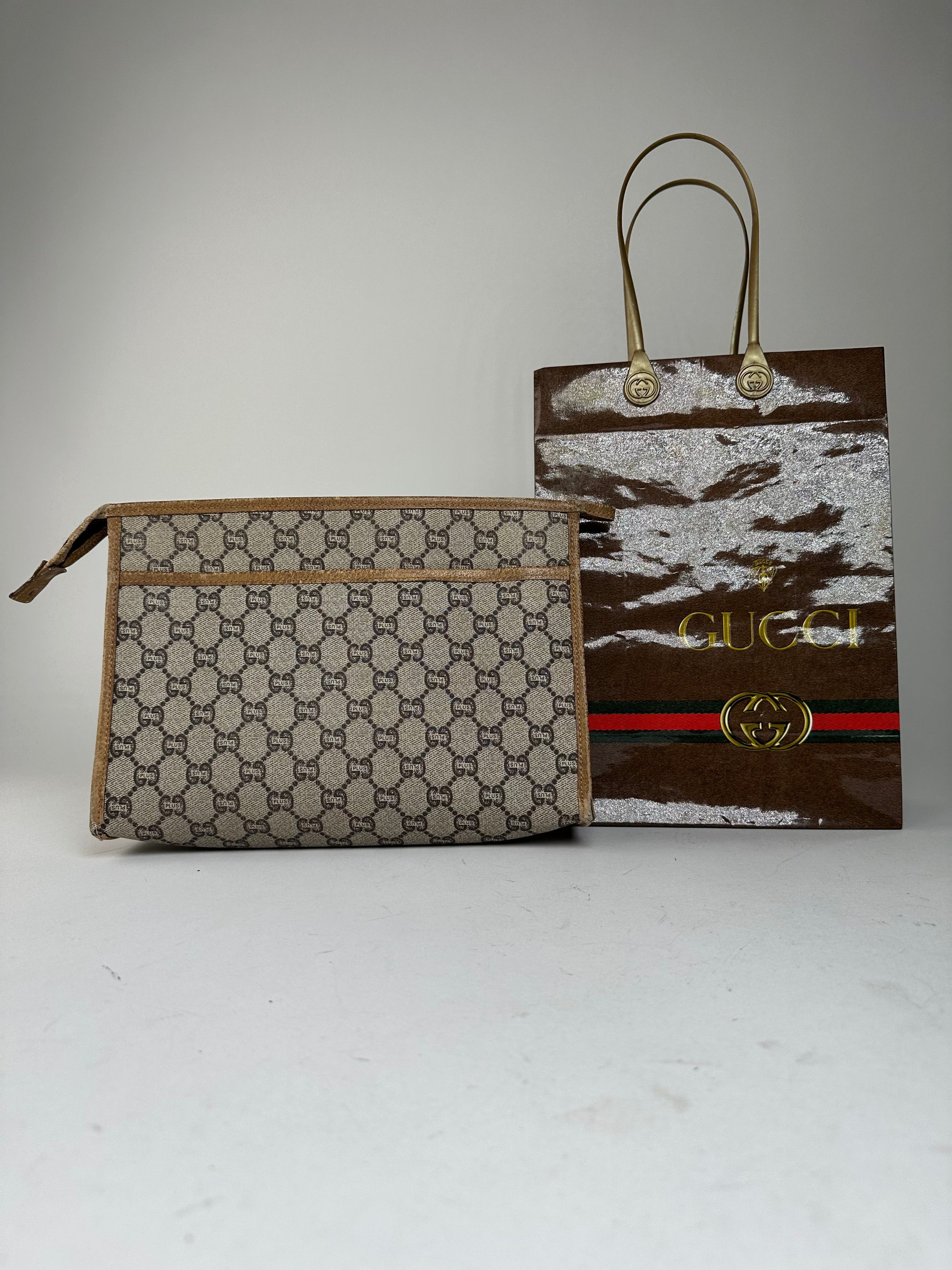 Gucci Vintage GG Plus Canvas Clutch Beige Size ONE SIZE - 2 Thumbnail