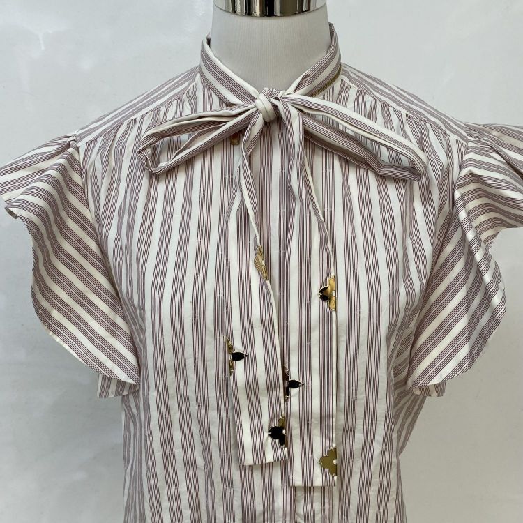 Louis Vuitton Louis Vuitton Striped Tie Neck Blouse Size 38 Size XS / US 0-2 / IT 36-38 - 5 Thumbnail