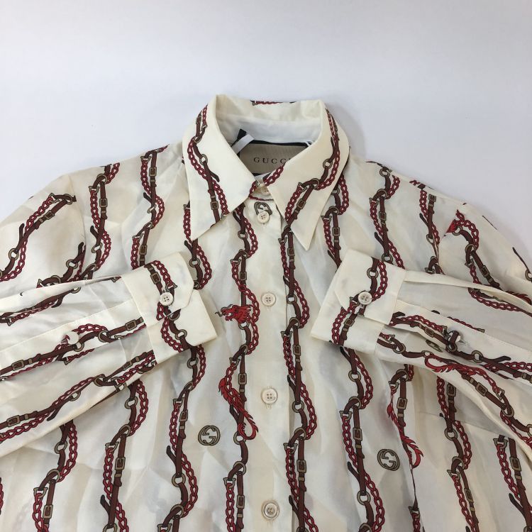 Gucci Gucci Chain Print Silk Button Up Size 36 Size XS / US 0-2 / IT 36-38 - 9 Thumbnail