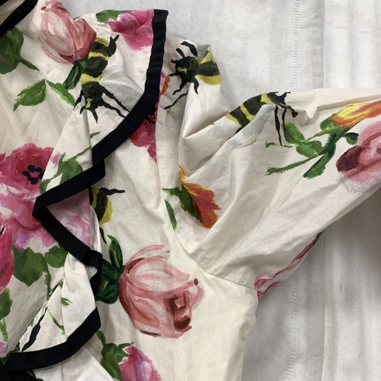 Gucci Gucci Floral Bee Print Ruffle Midi Dress Size 40 Size S / US 4 / IT 40 - 7 Thumbnail
