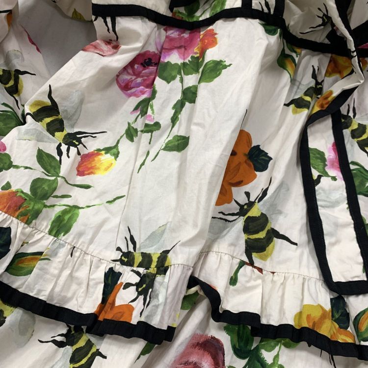 Gucci Gucci Floral Bee Print Ruffle Midi Dress Size 40 Size S / US 4 / IT 40 - 9 Thumbnail