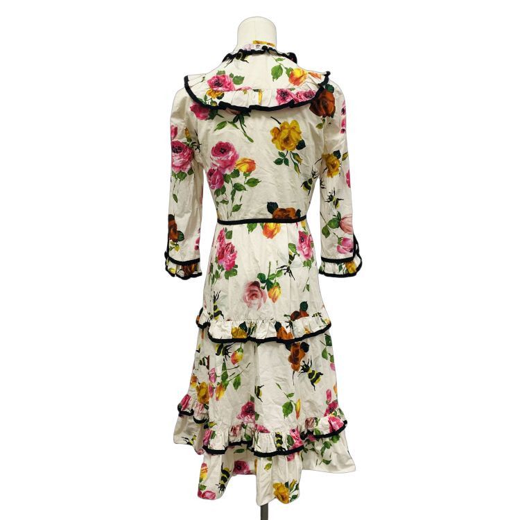 Gucci Gucci Floral Bee Print Ruffle Midi Dress Size 40 Size S / US 4 / IT 40 - 2 Thumbnail