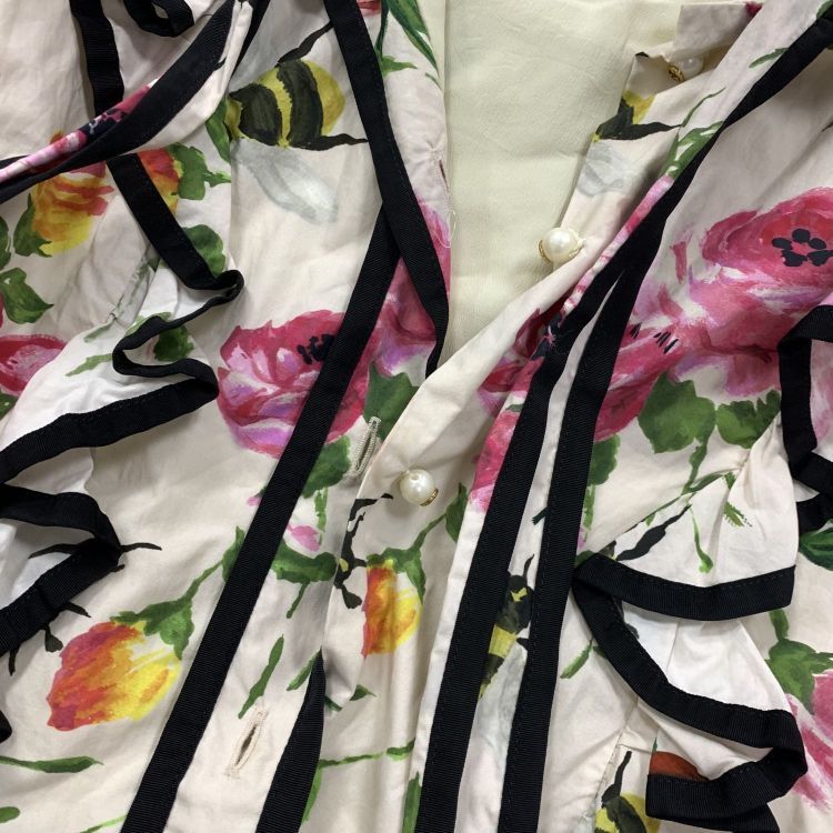 Gucci Gucci Floral Bee Print Ruffle Midi Dress Size 40 Size S / US 4 / IT 40 - 8 Thumbnail