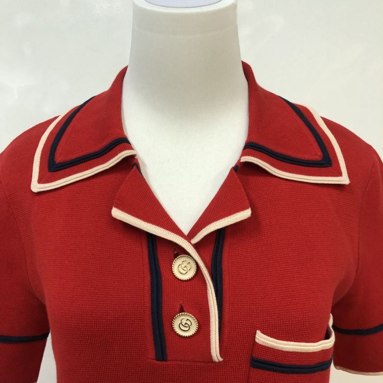 Gucci Gucci Red Knit Polo Dress Size S Size S / US 4 / IT 40 - 6 Thumbnail