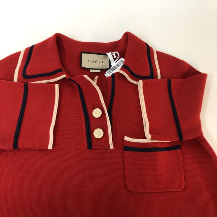 Gucci Gucci Red Knit Polo Dress Size S Size S / US 4 / IT 40 - 9 Thumbnail