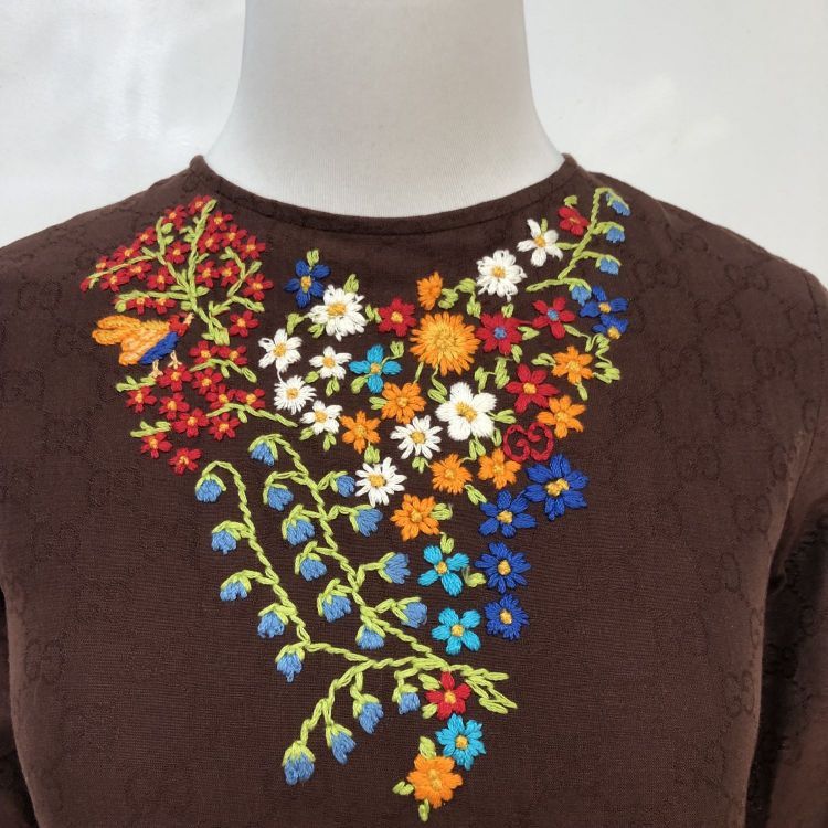 Gucci Gucci Floral Embroidered GG Midi Dress Size 12 Size XL / US 12-14 / IT 48-50 - 6 Thumbnail