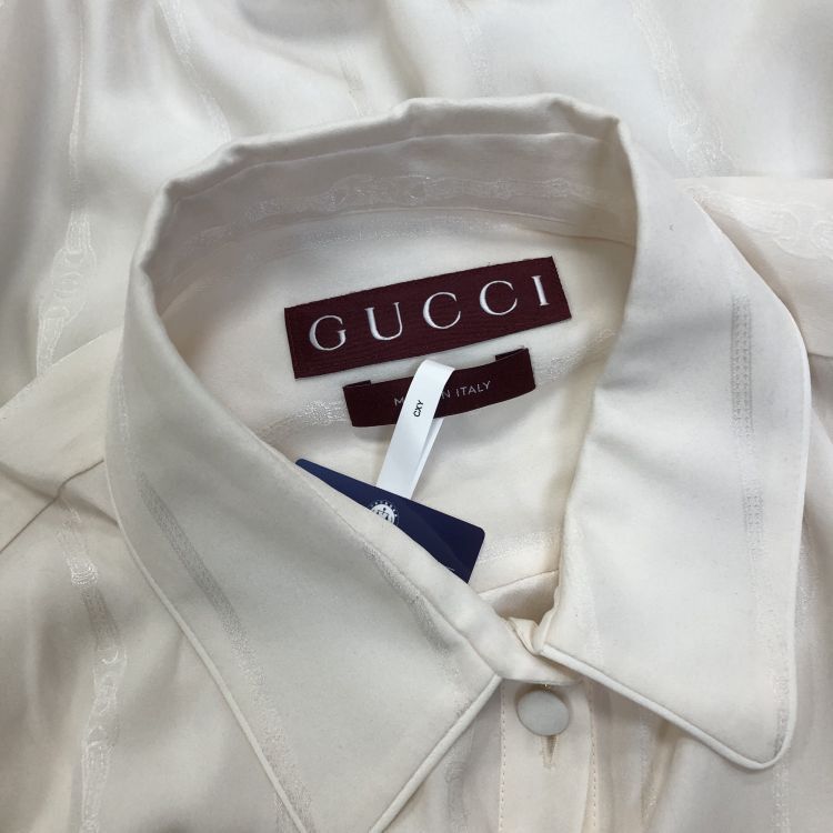 Gucci Gucci Logo Stripe Silk Button Up Shirt Size 38 Size XS / US 0-2 / IT 36-38 - 7 Thumbnail