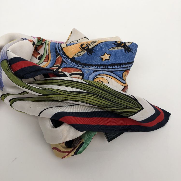 Gucci Gucci Floral Snake Print Silk Scarf 90x90cm Size ONE SIZE - 6 Thumbnail
