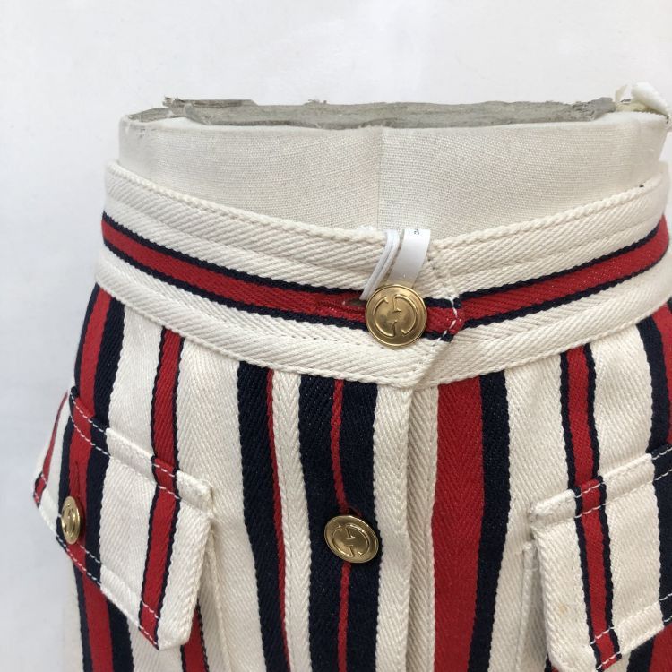 Gucci Gucci Striped Cotton Mini Skirt Size 46 Size 32" / US 10 / IT 46 - 6 Thumbnail