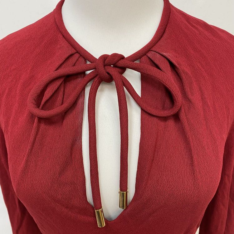 Gucci Gucci Red Tie Neck Long Sleeve Blouse Size M Size M / US 6-8 / IT 42-44 - 6 Thumbnail