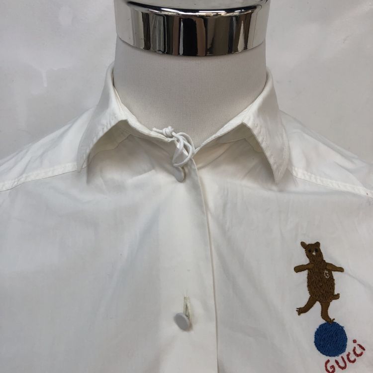 Gucci Gucci Teddy Bear Embroidered Button Up Shirt Size 38 Size XS / US 0-2 / IT 36-38 - 7 Thumbnail