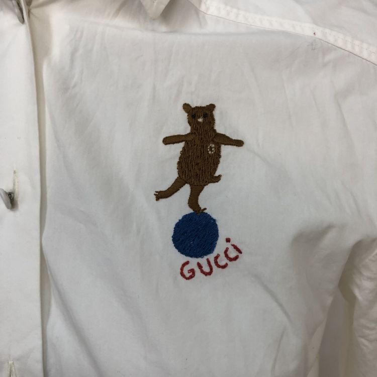 Gucci Gucci Teddy Bear Embroidered Button Up Shirt Size 38 Size XS / US 0-2 / IT 36-38 - 6 Thumbnail