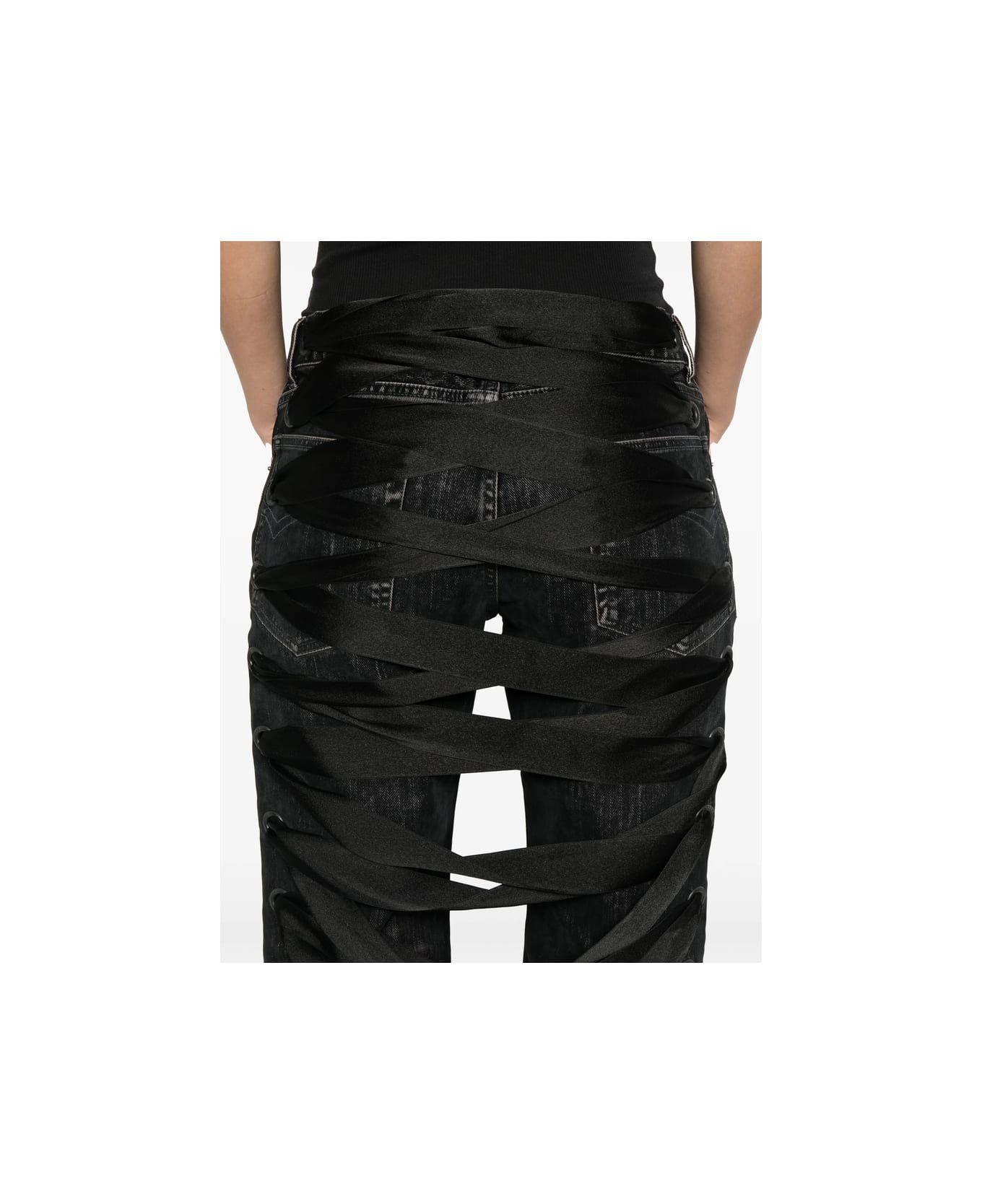Balenciaga lace-up pants in black shiny denim Size 24" / US 00 / IT 34 - 5 Thumbnail