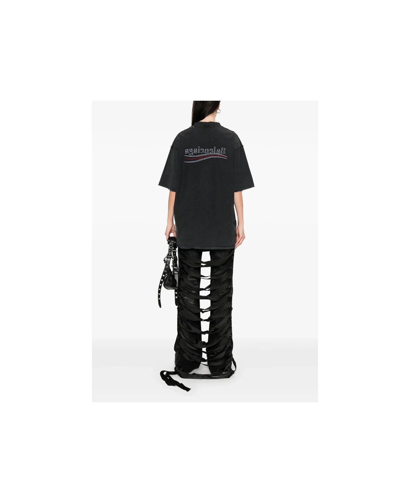 Balenciaga lace-up pants in black shiny denim Size 25" / US 0 / IT 36 - 4 Thumbnail