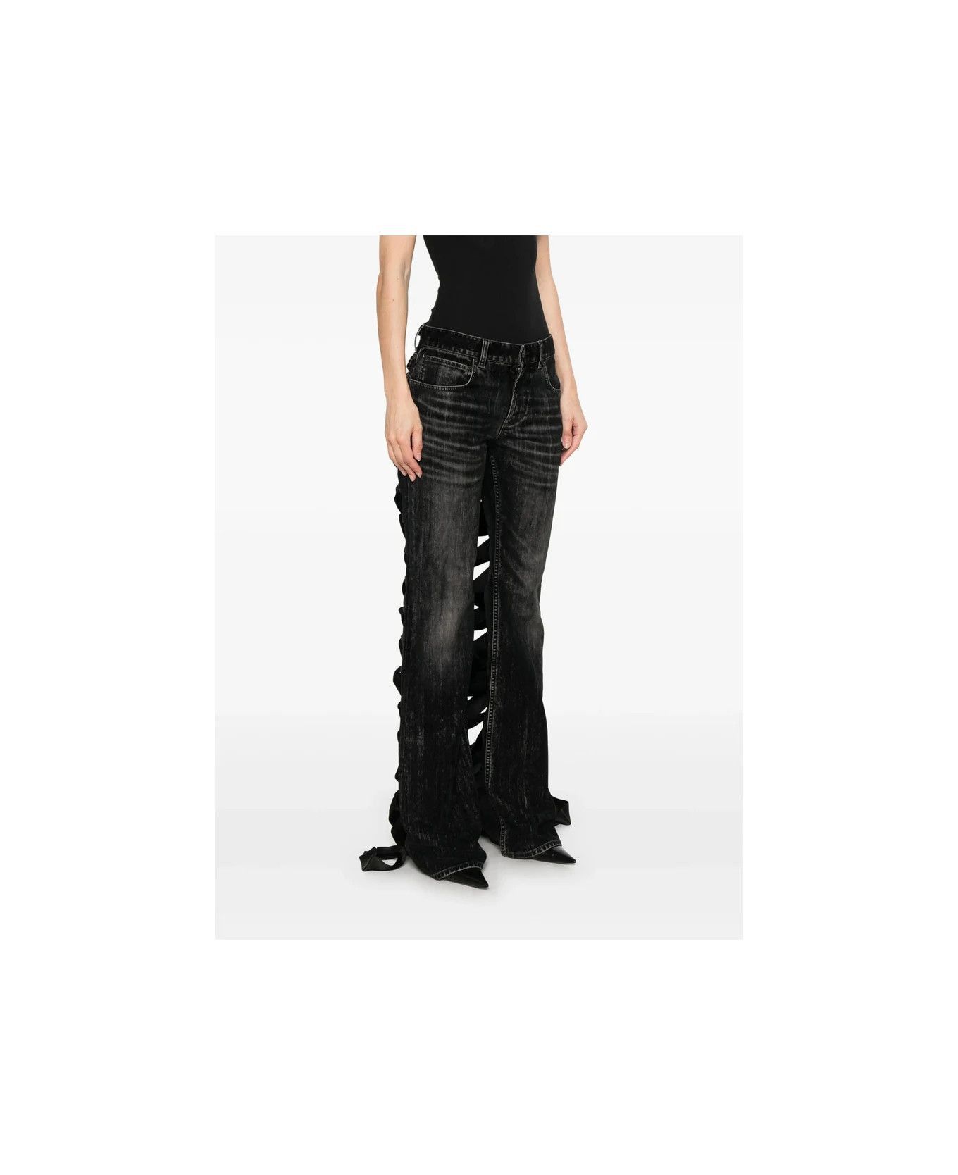 Balenciaga lace-up pants in black shiny denim Size 27" / US 4 / IT 40 - 3 Thumbnail