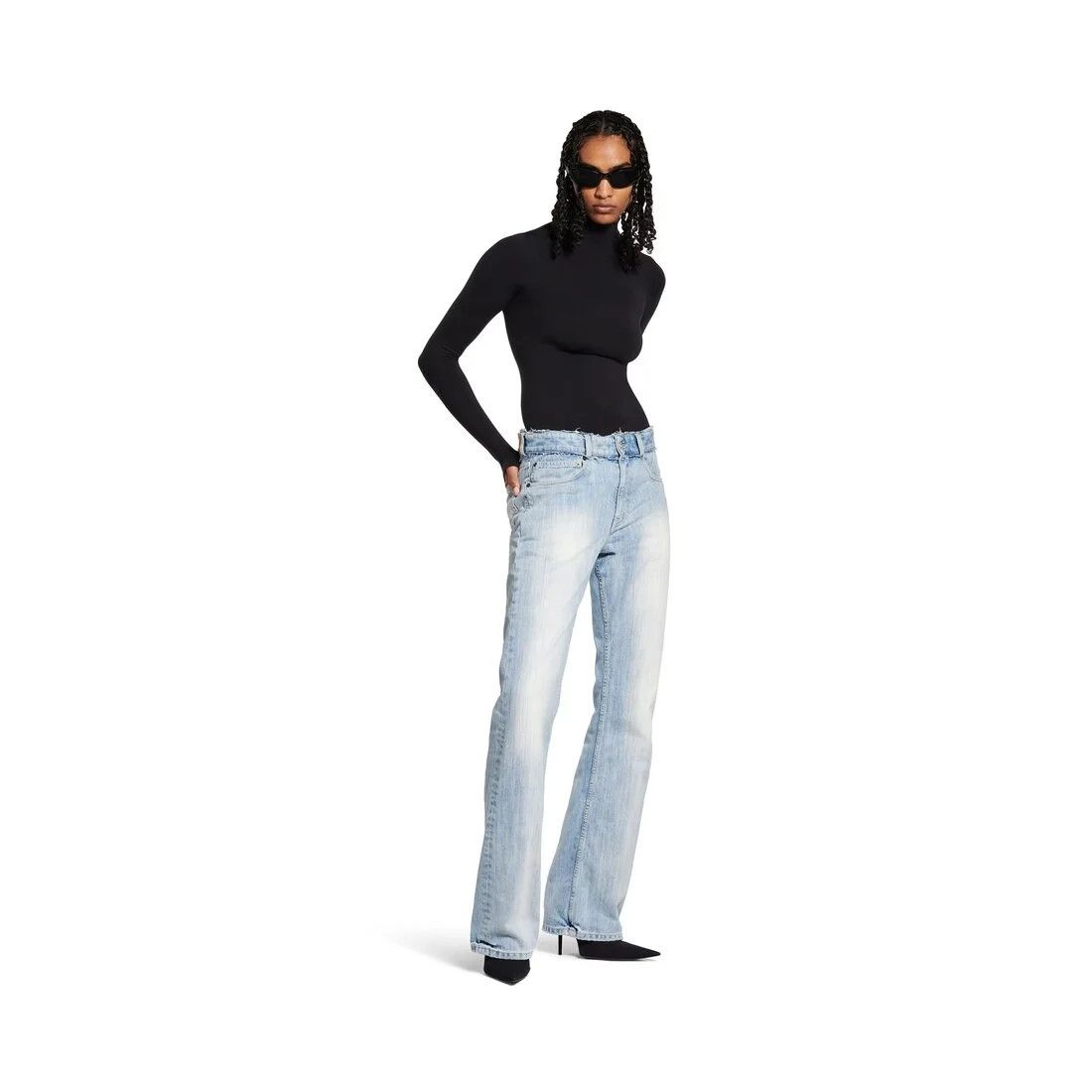 Balenciaga low waist pants in light blue Size US 27 - 4 Thumbnail
