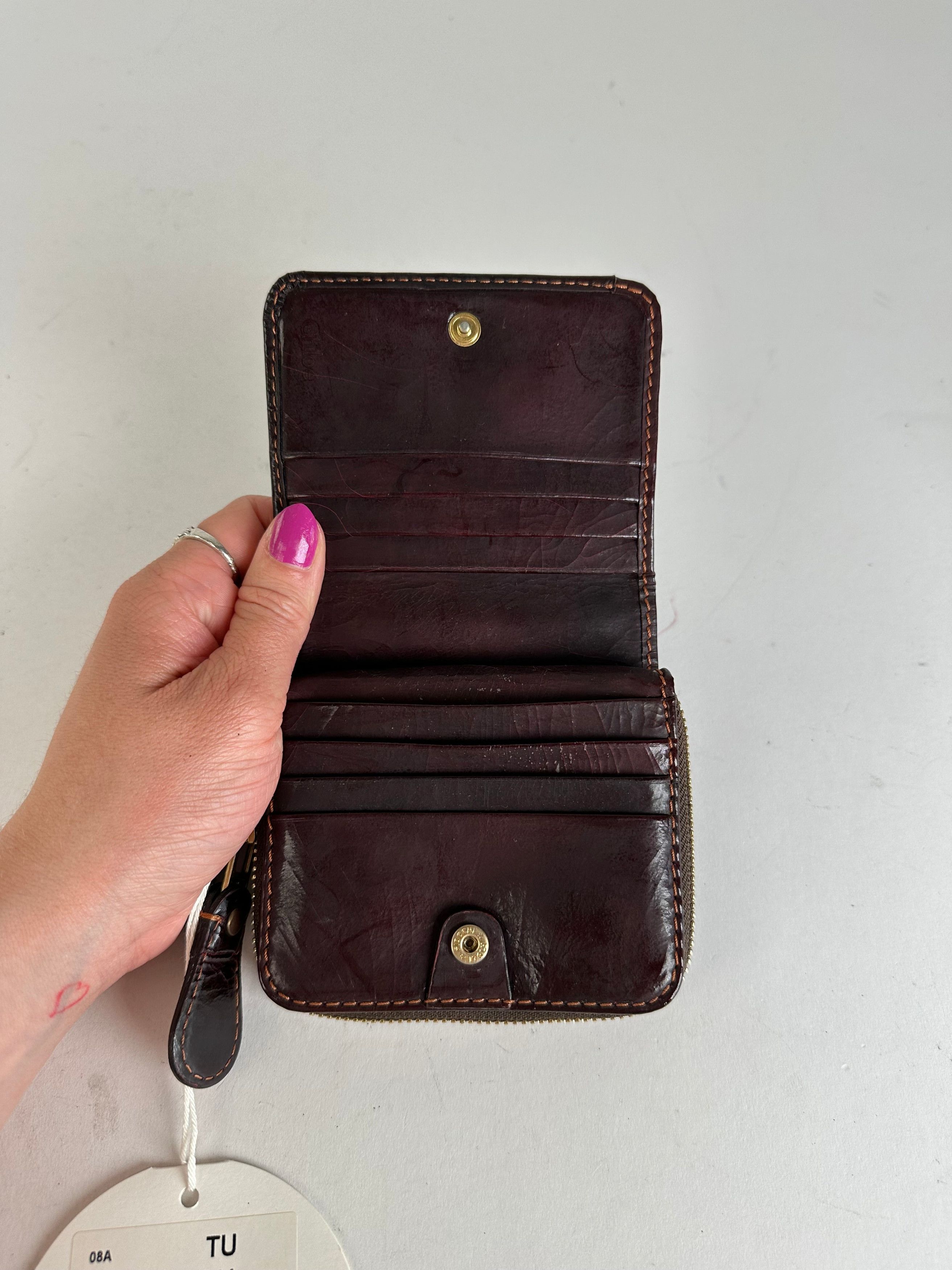 Chloe Vintage Chloé Paddington Leather Wallet Burgundy Size ONE SIZE - 4 Thumbnail