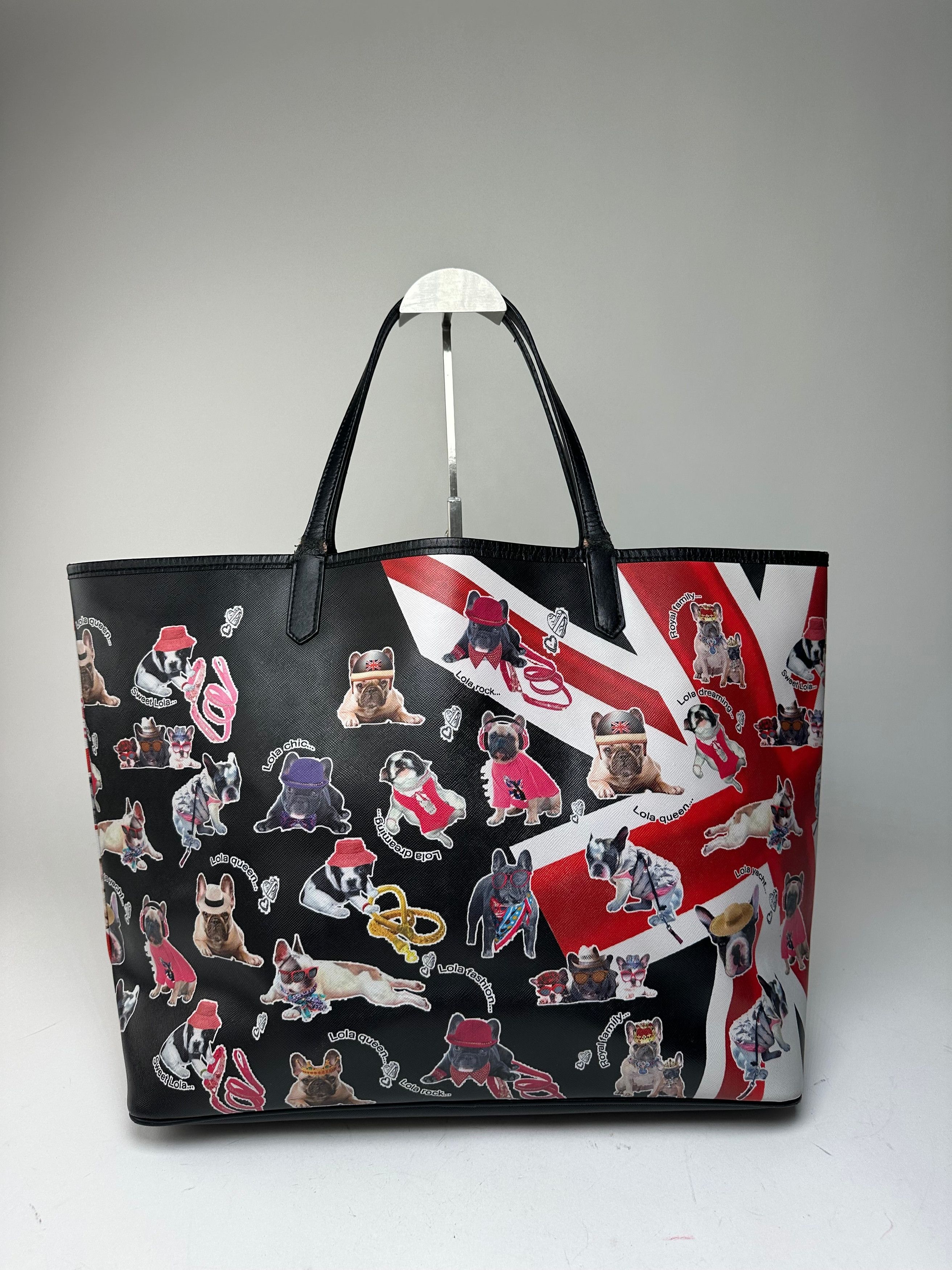 Givenchy Vintage Lola Bulldog Print Coated Canvas Tote Black Red Whit Size ONE SIZE - 2 Thumbnail