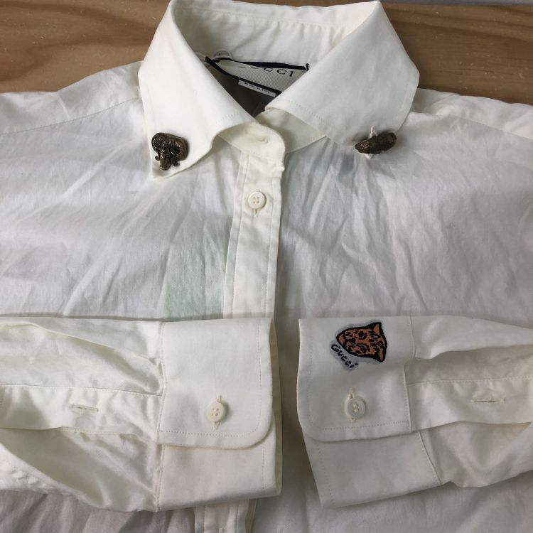 Gucci Gucci Ram Head Embroidered Button Up Shirt Size M Size US XXS / EU 40 - 11 Thumbnail