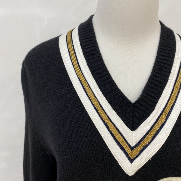 Gucci Gucci Bee Embroidered V-Neck Sweater Size S Size US S / EU 44-46 / 1 - 7 Thumbnail