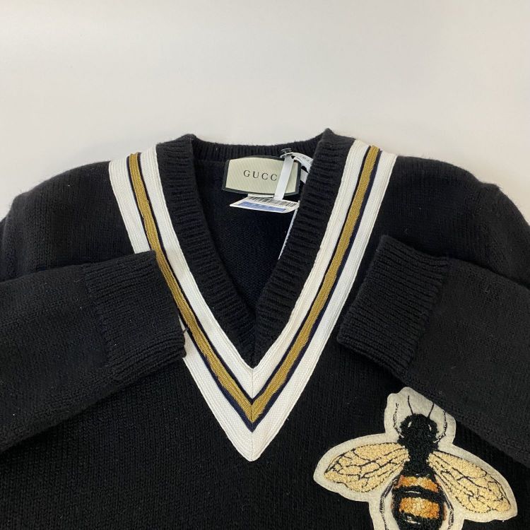 Gucci Gucci Bee Embroidered V-Neck Sweater Size S Size US S / EU 44-46 / 1 - 10 Thumbnail