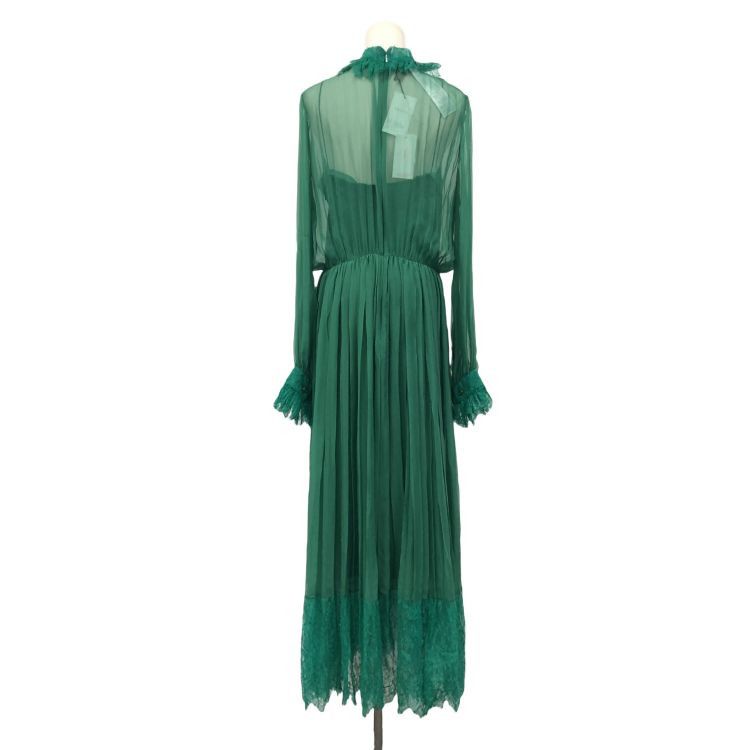Gucci Gucci Green Silk Lace Midi Dress Size 44 Size M / US 6-8 / IT 42-44 - 2 Thumbnail