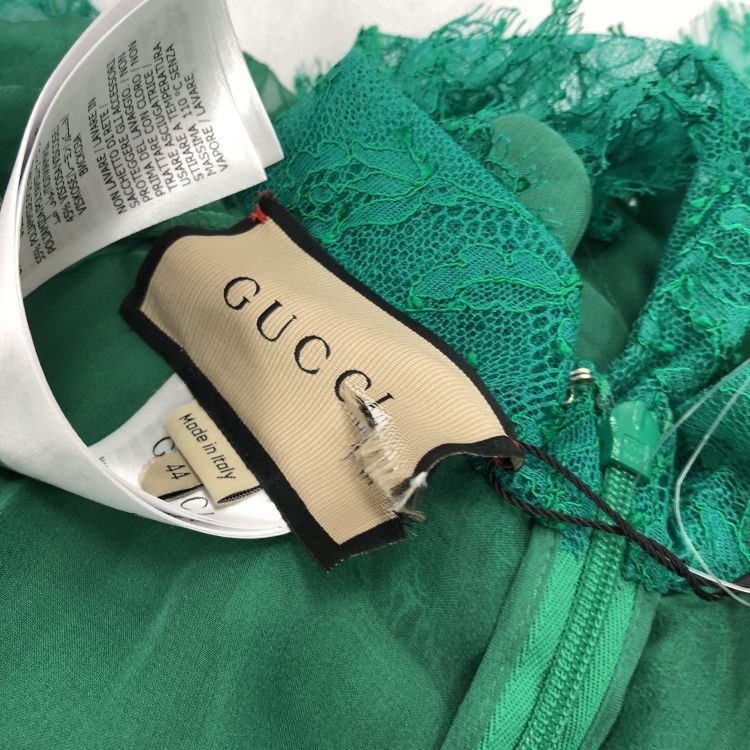 Gucci Gucci Green Silk Lace Midi Dress Size 44 Size M / US 6-8 / IT 42-44 - 8 Thumbnail