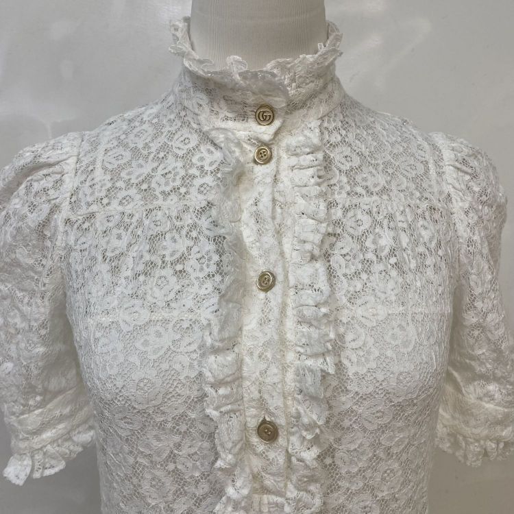 Gucci Gucci White Lace Buttoned Midi Dress Size 38 Size XS / US 0-2 / IT 36-38 - 6 Thumbnail