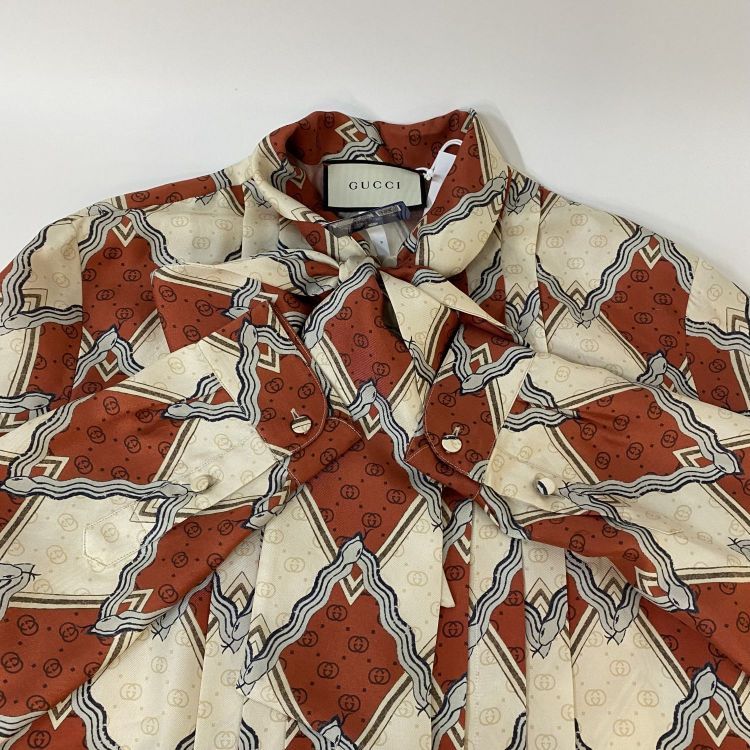 Gucci Gucci Silk Patterned Pussy Bow Blouse Size 42 Size M / US 6-8 / IT 42-44 - 9 Thumbnail