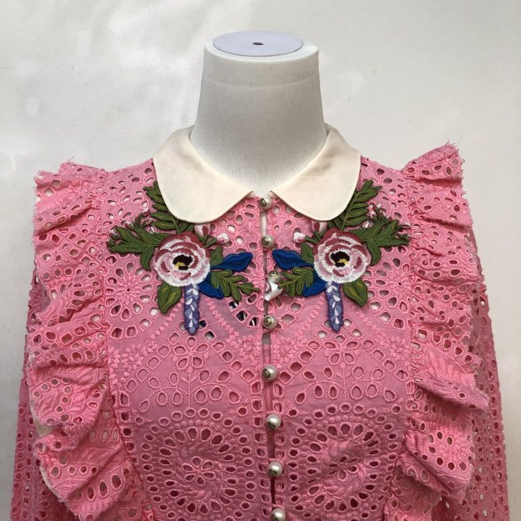 Gucci Gucci Floral Embroidered Eyelet Midi Dress Size 42 Size M / US 6-8 / IT 42-44 - 8 Thumbnail