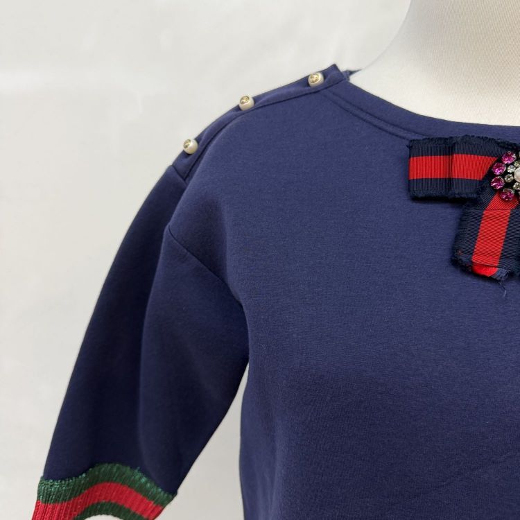 Gucci Gucci Bow Pearl Web Dress Size S Size S / US 4 / IT 40 - 8 Thumbnail