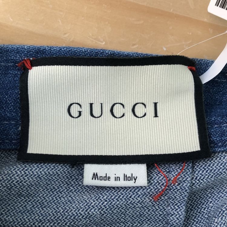 Gucci Gucci Web Detail Denim Mini Skirt Size 38 Size 26" / US 2 / IT 38 - 3 Thumbnail