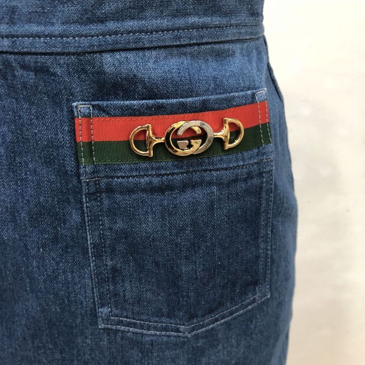 Gucci Gucci Web Detail Denim Mini Skirt Size 38 Size 26" / US 2 / IT 38 - 8 Thumbnail