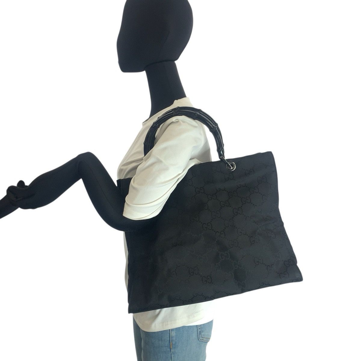 Gucci Gucci Gucci Bamboo Nylon Handbag Textile Tote Bag 0020101 DUTY FREE for USA Size ONE SIZE - 7 Thumbnail