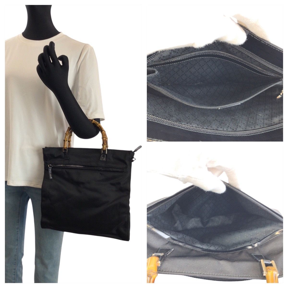 Gucci Gucci Gucci Bamboo Nylon Leather Tote Bag Textile Tote Bag 00110951878 DUTY FREE for USA Size ONE SIZE - 7 Thumbnail