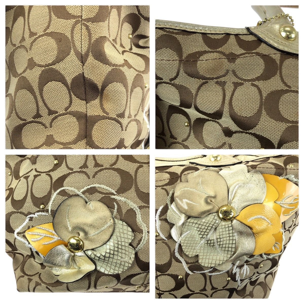 Coach Coach COACH Bleecker Signature Floral Applique canvas leather tote bag Leather Shoulder Bag F16276 DUTY FREE for USA Size ONE SIZE - 5 Thumbnail