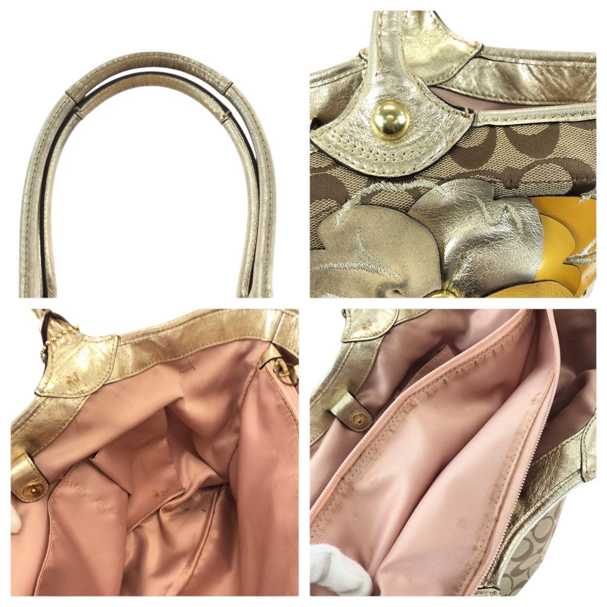 Coach Coach COACH Bleecker Signature Floral Applique canvas leather tote bag Leather Shoulder Bag F16276 DUTY FREE for USA Size ONE SIZE - 6 Thumbnail