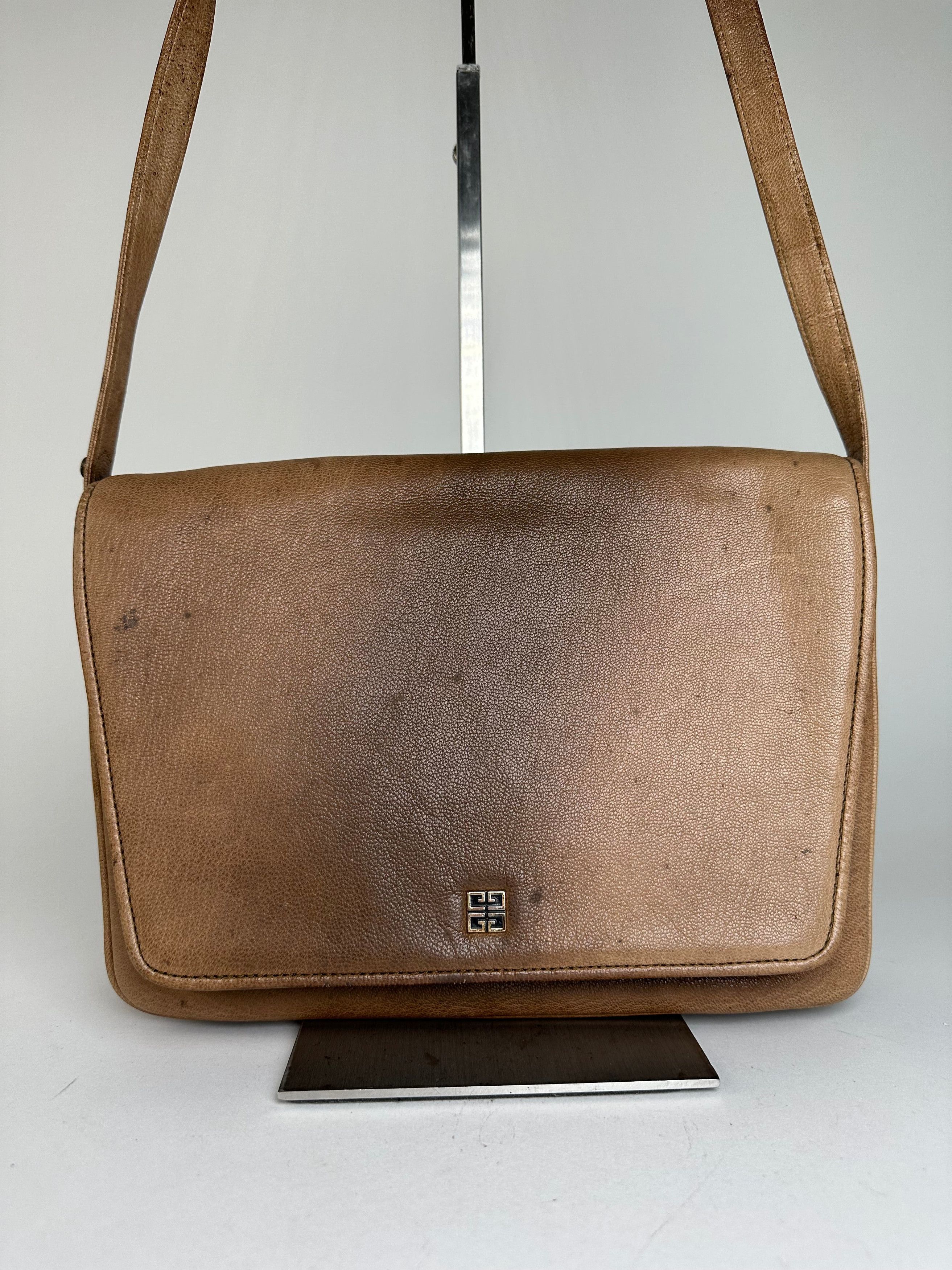 Givenchy Vintage 4G Logo Grained Leather Crossbody Bag Tan Size ONE SIZE - 13 Thumbnail