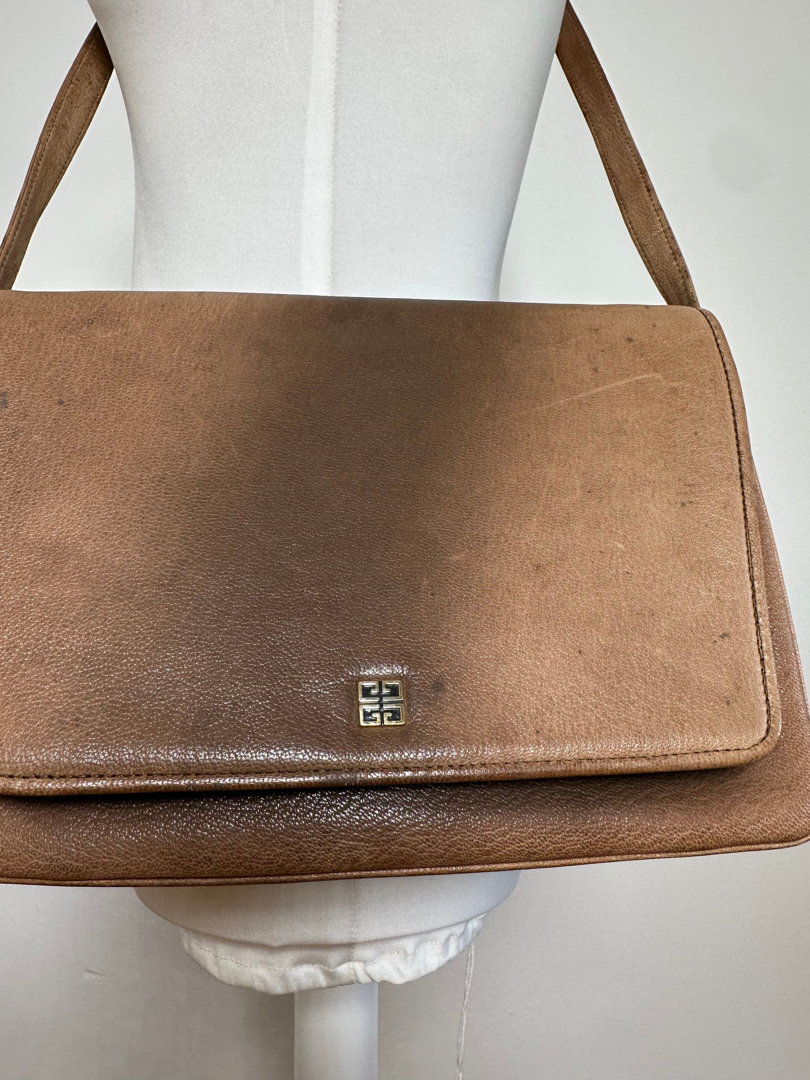 Givenchy Vintage 4G Logo Grained Leather Crossbody Bag Tan Size ONE SIZE - 10 Thumbnail