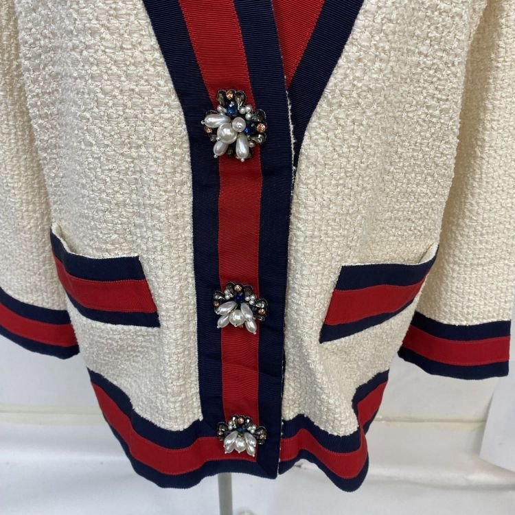 Gucci Gucci Web Trim Bouclé Jacket Size 36 Size XS / US 0-2 / IT 36-38 - 6 Thumbnail