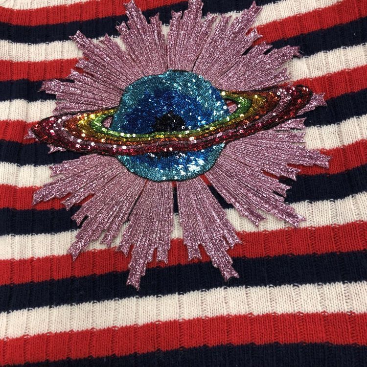 Gucci Gucci Planet Patch Striped Sweater Size L Size US L / EU 52-54 / 3 - 7 Thumbnail