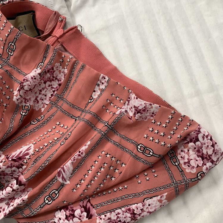 Gucci Gucci Pink Floral Chain Midi Skirt Size 40 Size 27" / US 4 / IT 40 - 9 Thumbnail
