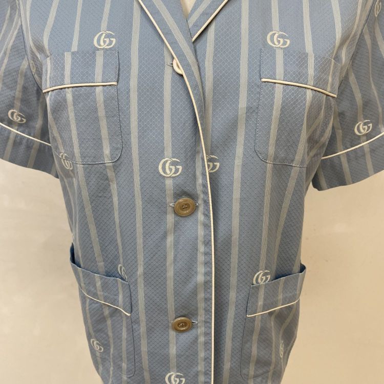 Gucci Gucci Blue Striped GG Logo Button Up Shirt Size 38 Size XS / US 0-2 / IT 36-38 - 6 Thumbnail