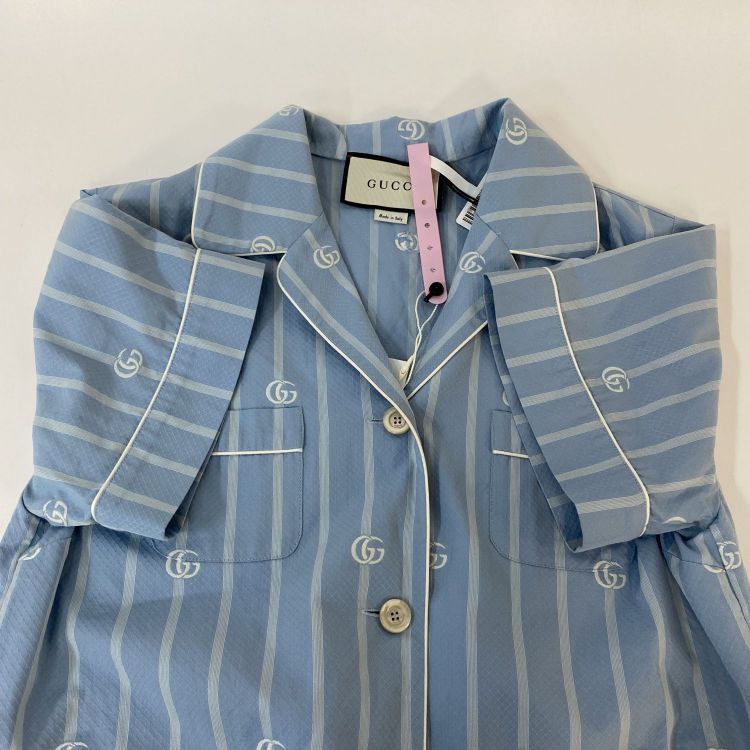 Gucci Gucci Blue Striped GG Logo Button Up Shirt Size 38 Size XS / US 0-2 / IT 36-38 - 10 Thumbnail