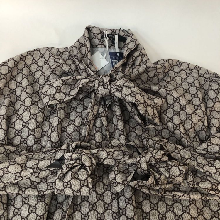 Gucci Gucci GG Logo Tie-Neck Dress Size 38 Size XS / US 0-2 / IT 36-38 - 9 Thumbnail