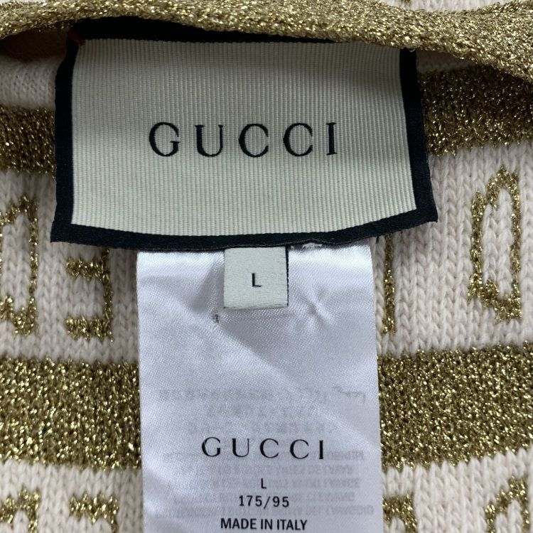 Gucci Gucci Loved Metallic Gold Knit Cardigan Size L Size US L / EU 52-54 / 3 - 3 Thumbnail