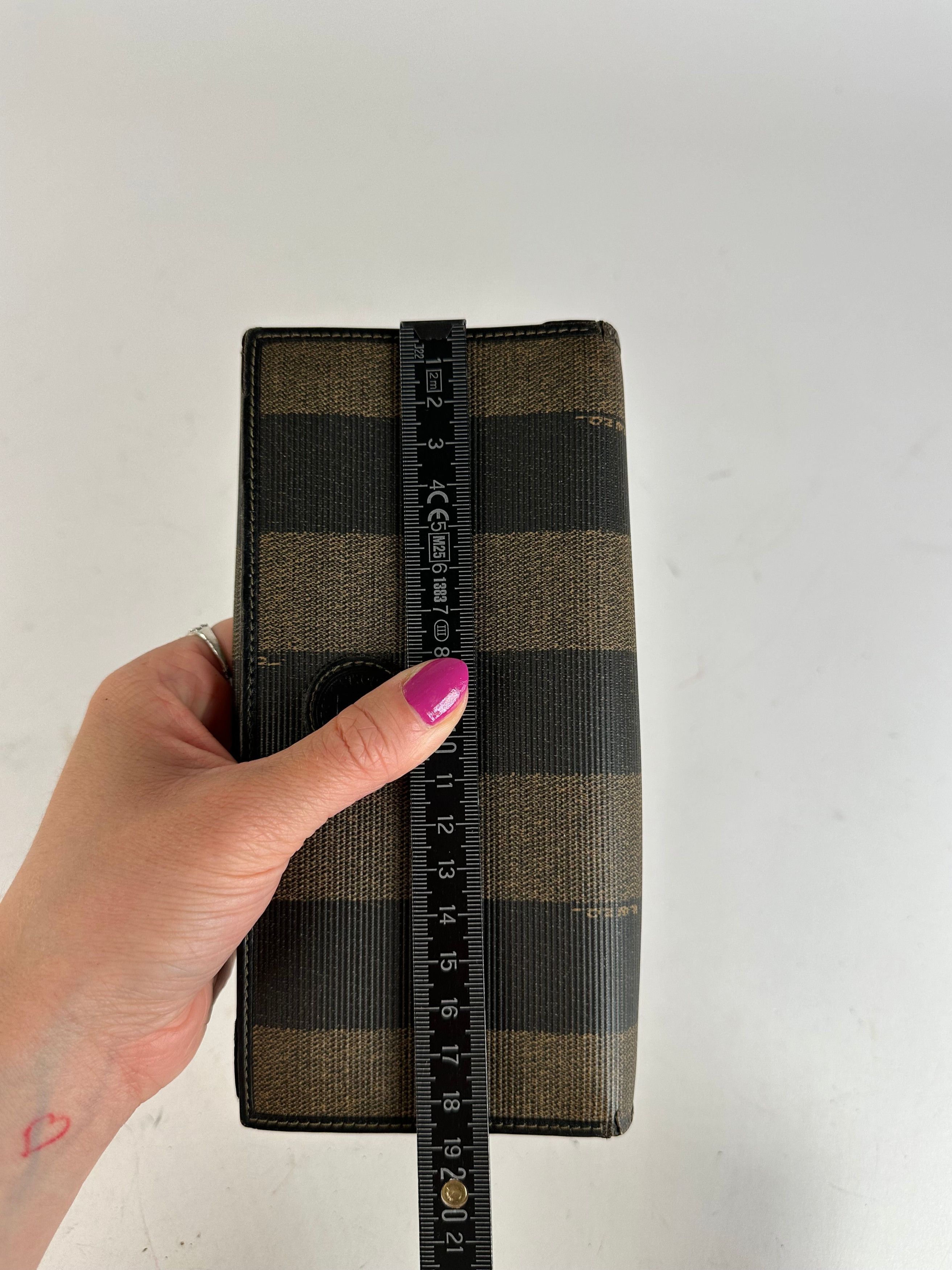Fendi Vintage Pequin Stripe Coated Canvas Long Wallet Brown Black Size ONE SIZE - 8 Thumbnail